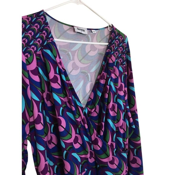Leota Dress Women's Size 1X Purple Multicolor Geometric Pattern Long Sleeve - Picture 7 of 9